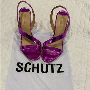 SCHUTZ Vibrant Metallic Pink Heels